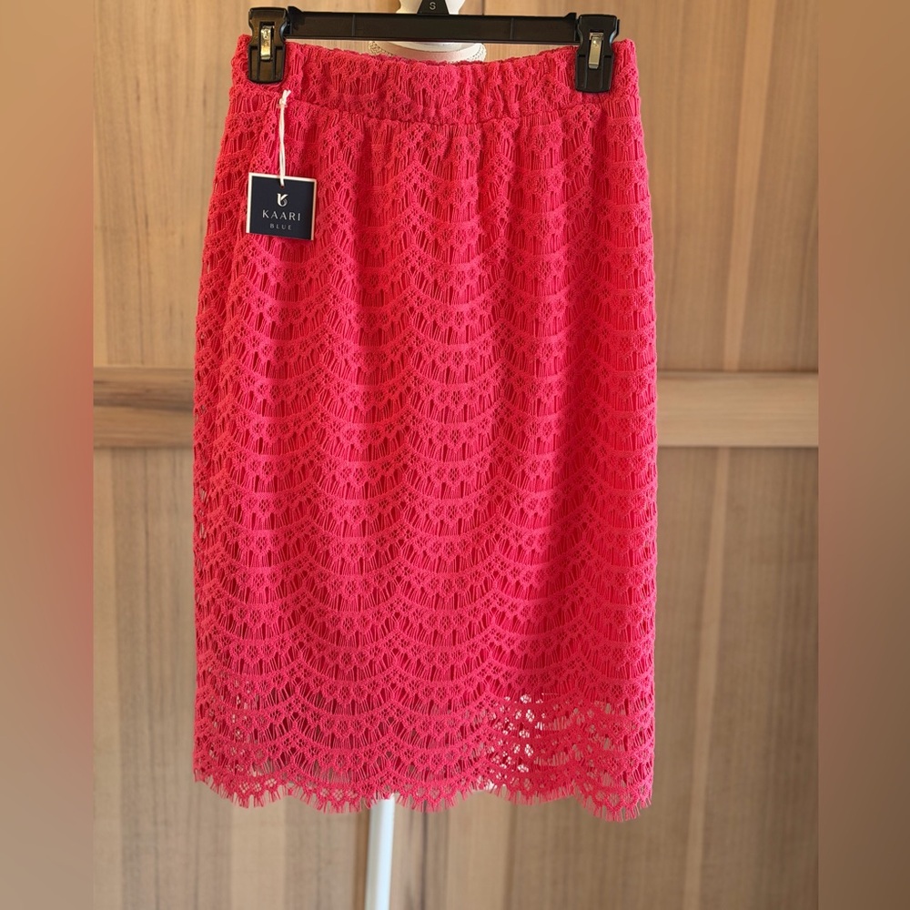 NWT Kaari Blue Lace Coral Pencil Skirt. Feminine | Scalloped | Women’s Sz-S